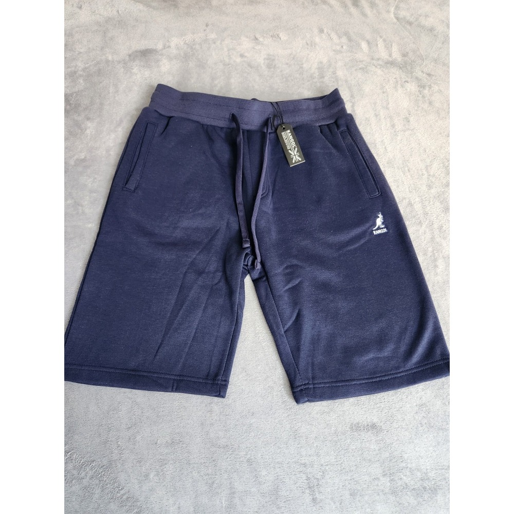 New Kangol Men's NavybBlue Logo Fleece Sweatshort Shorts Medium M Pockets NWT